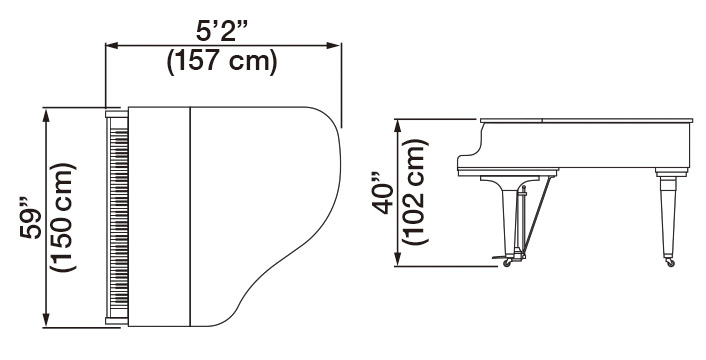 Kawai GL-20 Grand Piano Dimensions