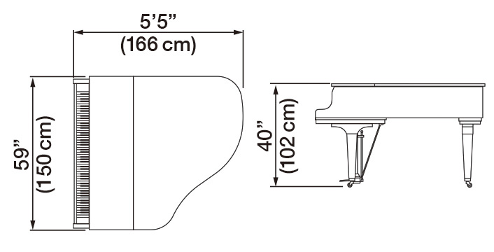 Kawai GL-30 Grand Piano Dimensions