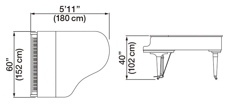 Kawai GL-40 Grand Piano Dimensions