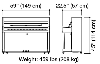 Kawai K-200 Upright Piano Dimensions